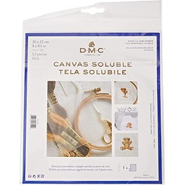 DMC Soluble Canvas, Polyvinyl, White, 22 x 0,2 x 20 cm