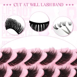 FADLASH False Eyelashes 10 Pairs Faux Mink Lashes Wispy Fake Eyelashes Natural Look 3D Volume Soft Handmade Cat Eye Fake Lashes Strips (LDM-110)