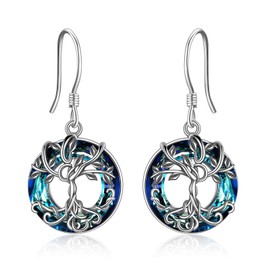 ONEFINITY Tree of Life Earrings 925 Sterling Silver Tree of Life Crystal Dangle Drop Earrings for Women Jewelry