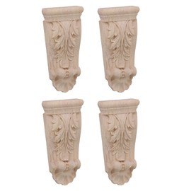 4x European Wood Carved Corner Onlay Applique Door Cabinet Unpainted (F45)