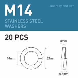 BOUMVID Pack of 20 Spring Washers M14, Spring Washer Shape B after Spring Ring Smooth, 304 Stainless Steel DIN 127 A2 V2A Spiral Spring Washers Spring Washers Spring Washers