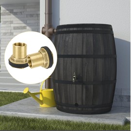 FLEXNOVA Pack of 2 Water Butt Feed-Through Tank Feed-Through 3/4 Inch Brass Water Butt Connection, Water Barrel Connector, Water Butt Connector for Tap, Containers, Tanks and Barrels