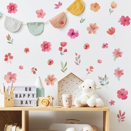 Flower Wall Decals，Boho Flower Wall Decals，Wildflower Sticker，Peel and Stick Floral Decor, Girls Bedroom Nursery Classroom Living Room, Spring Theme Decoration.