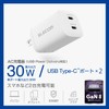 Elecom MPA-ACCP9430WH 30W Type-C 2 Port USB PD Compatible Swing