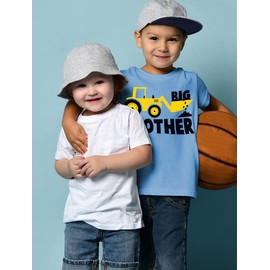 Tstars Big Brother Construction Shirt for Toddler Boys - Pregnancy Announcement Gift - Sibling Reveal T-Shirt 18M California Blue