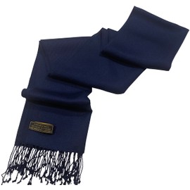 CJ Apparel Bufanda de moda con diseño de color sólido para hombre, Azul marino, Talla única