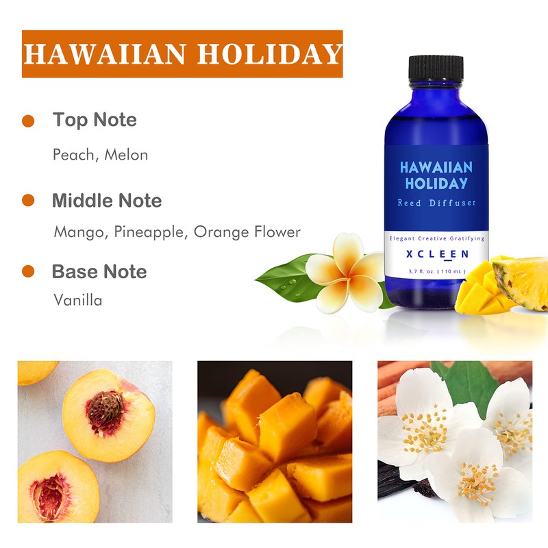 Xcleen Reed Diffuser Set for Home| 3.7 Oz(110ml) Hawaiian Holiday
