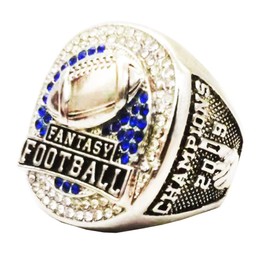 guancrown Fantasy Football Championship Ring 2019 Trophy Prize, size 8, Zinc, White Diamond