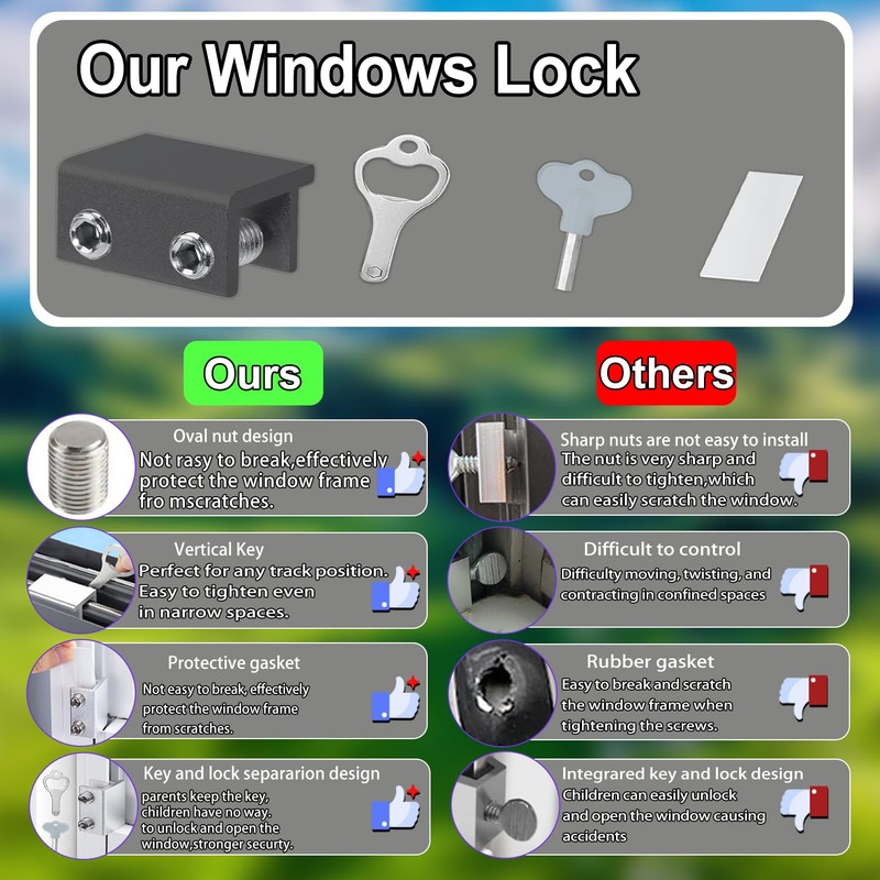 Window Locks,(8 Sets) Sliding Window Locks with Key,Window Locks Security