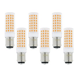 Lamsky BA15D Led Bulbs 6W Dimmable 120V,B15 Double Contact Bayonet Base,Soft Warm White 3000K,60W JD Type T3/T4 Halogen Equivalent Replaces for Pendants Ceiling Fans Sewing Machine Light(6-Pack)