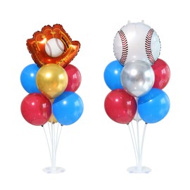 BoKin Baseball Table Centerpiece Balloons 2 Sets，Baseball Gloves and Baseball Aluminum Foil Balloons and 14 Latex Balloons for Sport Themed Party，Birthday and Baby Shower