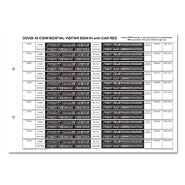 Cherry Confidential Visitor Sign in (Car Reg) Test & Trace NCR Duplicate Refill Pack A4 50 Sets for Binder