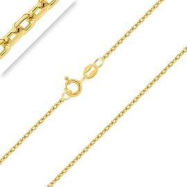 PLANETYS - Anchor Chain Diamond-Coated 925 Sterling Silver 18 Carat Gold-Plated Chain Necklace - 1.5 mm Wide Various Lengths 40-45-50-55-60-65-70 cm, Sterling Silver, No Gemstone