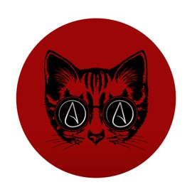 EvolveFISH Circle A for Atheist Cat Bumper Sticker - [5" Diameter]