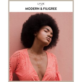 LUUK LIFESTYLE Feminine necklace for women with palm tree pendant and HAPPINESS card, modern and minimalist fashion accessory, holiday jewellery, travel lucky charm, Valentine’s Day, birthday, gold