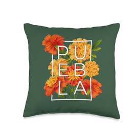 Family Heritage Gifts Flowers of Puebla Word Art-Poblano Pride Throw Pillow, 16x16, Multicolor