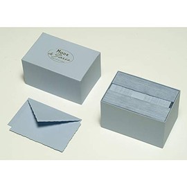G. Lalo 92302L "Mode de Paris" Correspondence Set with 30 Cards 9.7 x 15.2 cm, 300 g and 30 Envelopes, Lined, with Deckle Edge, 10 x 15.8 cm, 1 Set, Blue