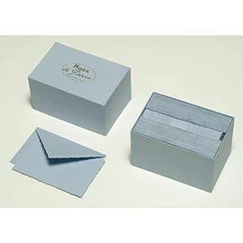 G. Lalo 92302L "Mode de Paris" Correspondence Set with 30 Cards 9.7 x 15.2 cm, 300 g and 30 Envelopes, Lined, with Deckle Edge, 10 x 15.8 cm, 1 Set, Blue