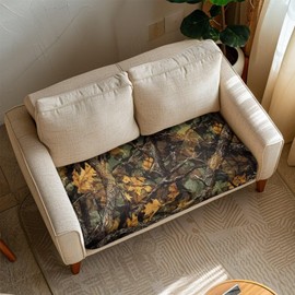 Xorudoydet Forest Hunting Camo Print Couch Cushion Covers, Washable Couch Cushion Cover Thick Cushion Slipcover for Chair Loveseat Waterproof Sofa Cushion Furniture Protector, M