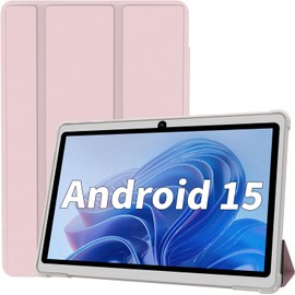 HNVHNV Android 15 Tablet 7 Inch Tablet, 9GB RAM 32GB ROM 1TB Expansion, Quad-core Processor, Dual Camera, 5G/2.4G WiFi, Bluetooth, Parental Control, Drop-Proof Case (Pink)