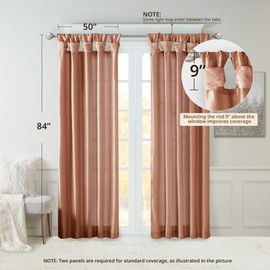 Madison Park Emilia - Cortinas Opacas con Ventana de Seda sintética, Panel, Rojo (Spice Red), 50x95, 1