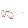 Rimless One Piece Shield Triple Oceanic Color Lens Aviator Sunglasses