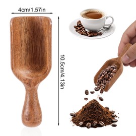 BOXOB 4pcs Acacia Mini Wooden Spoons, Wooden Coffee Scoops Versatile Coffee Bean Measuring Spoon Sugar Tablespoon Kitchen Supply for Jars Canisters