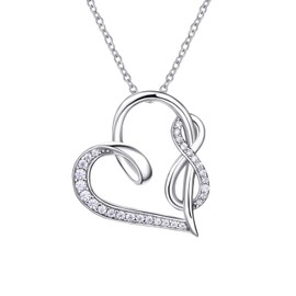 AM ANNIS MUNN 925 Sterling Silve Necklace for Women Infinity Heart Necklace Silver Necklaces for Women With Cubic Zirconia Christmas Womens Gifts for Christmas