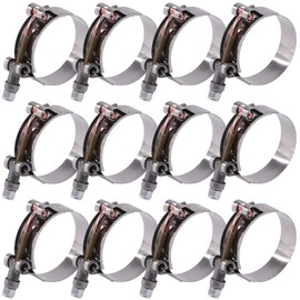Glarks 12Pcs 51-59mm Stainless Steel T-Bolt Hose Clamps Turbo Intake Soft Hose Intercooler Clamps