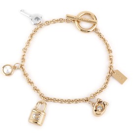 COACH OUTLET Coach Outlet Bracelet CD855 A31 Padlock and Key Charm Bracelet, Gold, Gold, Silver