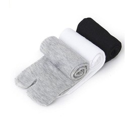 SUNTRADE 3 Paar Japan Tabi Socken Split 2 Toe Sandalen Ninja Slipper Japan Kimono Baumwolle (Schwarz+Weiß+Grau)