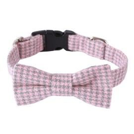 Love Dream Dog Collar Bow Tie Collar Soft & Comfy Bowtie Collars for Small Medium Large Dogs, Adjustable Dog Collar with Quick Release Buckle (L, Pink)