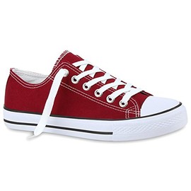 Stiefelparadies Flandell Unisex Men’s and Women’s Low Sneakers, Oversize - Red - 37 eu