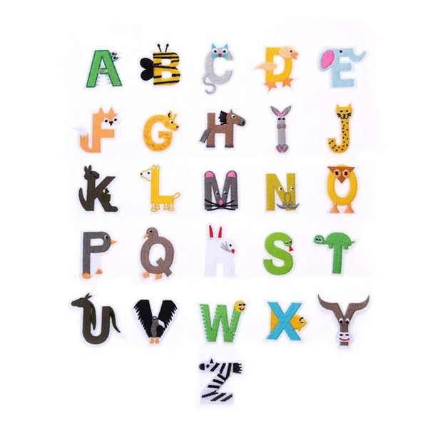 XUNHUI Animal Patch 26 English Alphabet Set Embroidery Cute Boys