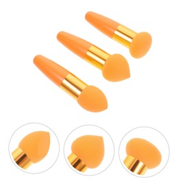 FOMIYES 3pcs Makeup Sponge Brush Set Portable Cosmetic Tools for Daily Professional Use High Density Foundation Blender with Handle Versatile Makeup Accessories Orange
