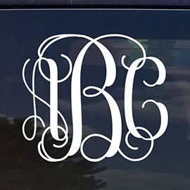 Custom Vine Monogram Initials Vinyl Decal/Bumper Sticker for Cars YETI Cup Laptop (12 Colors) (2"x2.25" (Fits Smart Phones))