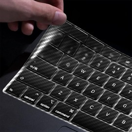 HRH Carbon Fiber TPU Keyboard Cover for MacBook 2025-2021 Pro 14" 16" M4 M3 M2 M1 Pro Max Chip,MacBook Air 15" 13.6" M4 M3 M2 Chip A3240 A3241 Keyboard Protective Skin-Grey