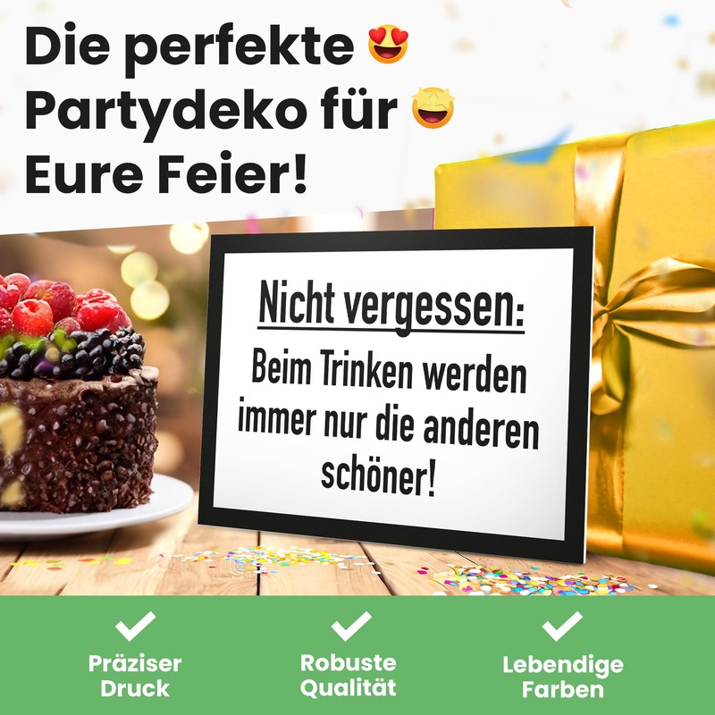 DankeDir! Drinking Beautiful Sign with Saying - Funny Gift for