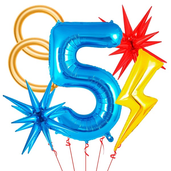 Cartoon Hedgehog Birthday Decorations, 5th Birthday Decorations for Boys, Red