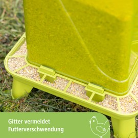 Kerbl Hobbyfarming Automatic Feeder with Feet, Includes Feet, Removable Lid, Weather Resistant, Easy to Clean, Transparent Container, for Poultry, 3.5 L, Green