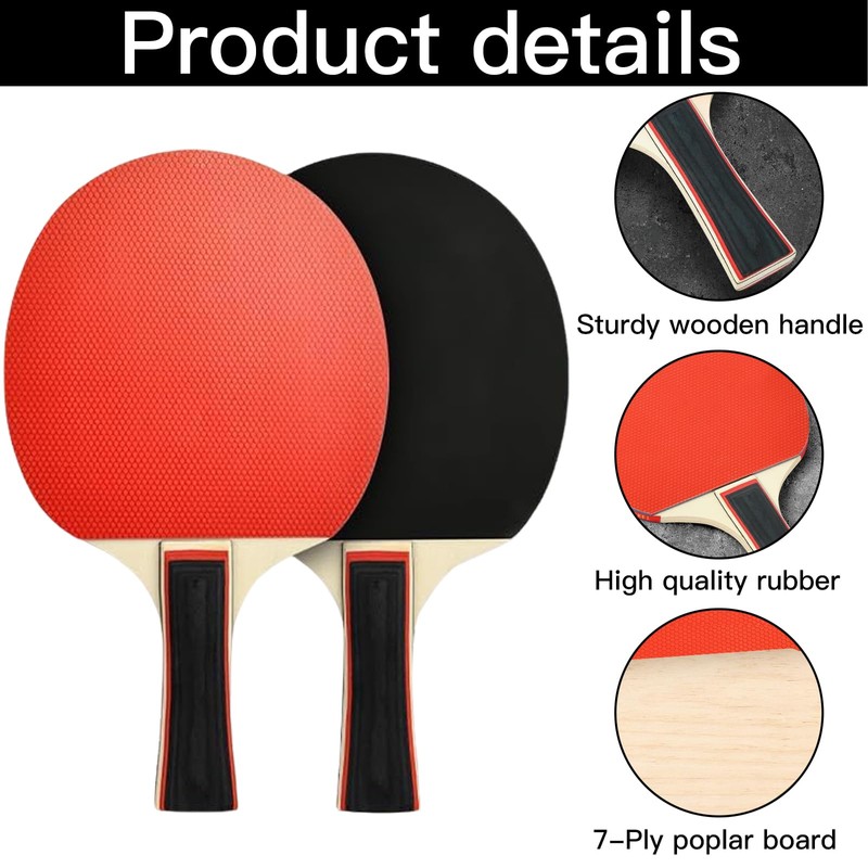 Cisixin Table Tennis Set, 2 Table Tennis Bats, 3 Balls,