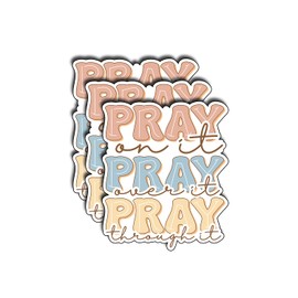 (3Pcs) Pray On It Pray Over It Pray Through It Sticker, Christian Sticker, Jesus Sticker, God Cristianos Cross Bible Decorate Waterproof Vinyl Water Bottle Phone Laptops Sticker Gifts 3x2.4 Inch