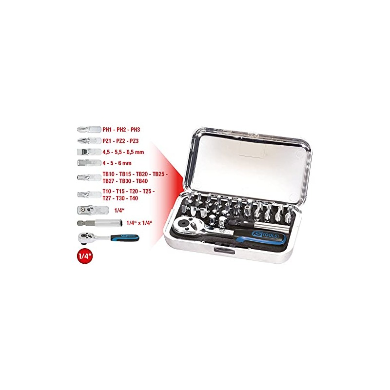 KS Tools 918.45 Chrome+ Tool Kit Ratchet Spanner (31 Pieces)