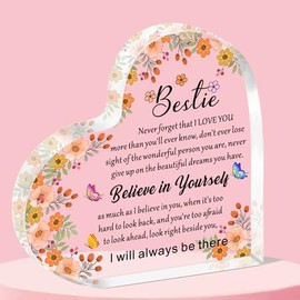 QMVMV Inspirational Gifts for Bestie Acrylic Plaque Gift for Bestie, Bestie Gift from Sister Birthday Gift for Bestie Encouragement Graduation Gift for Bestie