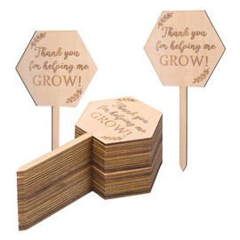 30PCS Wodden Thank You for Helping Me Grow Tags and Decorations for Succulent Planter,Mother&Teacher Appreciation Tags and Gifts,Plant Labels in Pots(Hexagon)