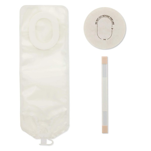 Pouchkins Colostomy Pouch One-Piece System 6 Inch Length 7/8 to 1-3/8 Inch Stoma Drainable Trim to Fit, 3778 - Pack of 15