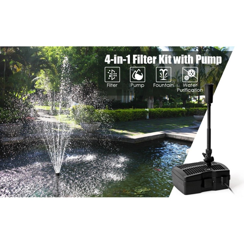 Costway 4-in-1 54W All-in One 660 GPH Pond Filter 9W