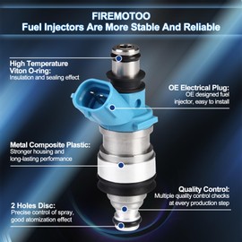 Fuel Injectors Pack of 6 Compatible with Lex-us ES300 1994-1995 for Toyota Camry 1994-2001 Avalon 1995-1999 Sienna 1998-2000 Solara 1999-2002 V6 3.0L Replace 23250-20010 FJ179 2 Holes