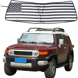 Aunginsy Front Windshield Sunshade Compatible with Toyota FJ Cruiser 2007-2021 Car Windshield Sunshades Foldable Reflective Sun Visor for UV Rays & Sun Heat Protection Car USA Flag Pattern Accessories