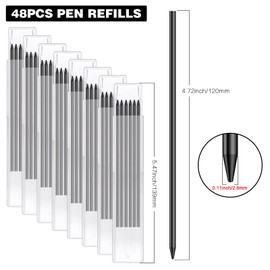 Fentar Fentar 48 Stück Bleistiftminen für Zimmermannsbleistift, Tischler Bleistift Ersatzminen, 2.8 mm Bleistift Ersatz, Solide Tieflochmarker Minen Konstruktion Bleistift Ersatzminen für Architekt Zeichnen